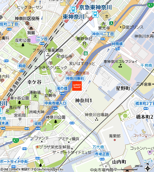 まいばすけっと神奈川2丁目店付近の地図